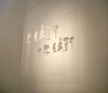 Title: ‘Horizon’ Medium: relief prints on tulle Size: H100cm /W90cm 2006