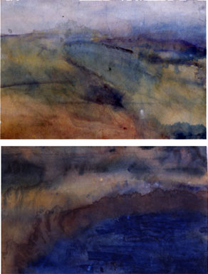 Title: Hill   Medium: Watercolour and pigment on rice paper Size: h62cm /w88cm